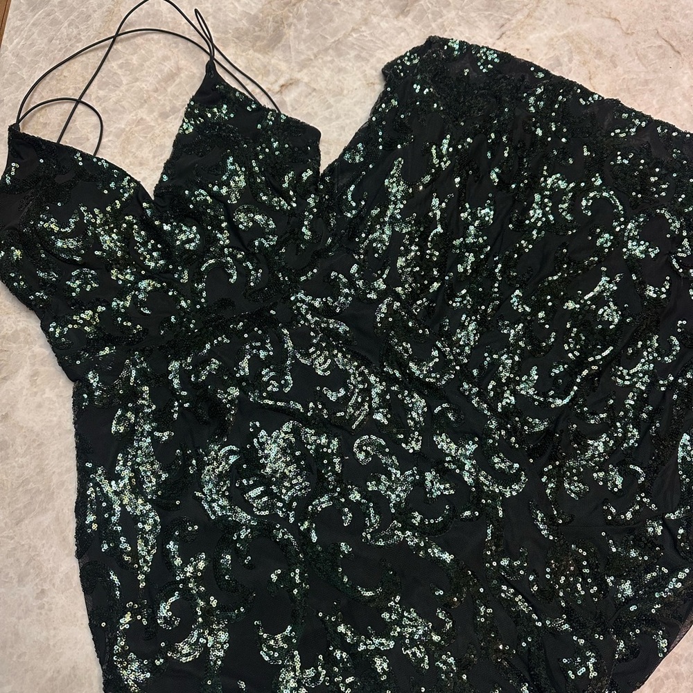 Windsor Black and Green Sequin Maxi Dress